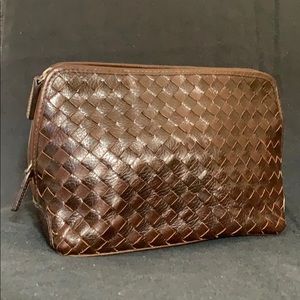 Cole Haan Brown Woven Cross Leather Clutch Purse